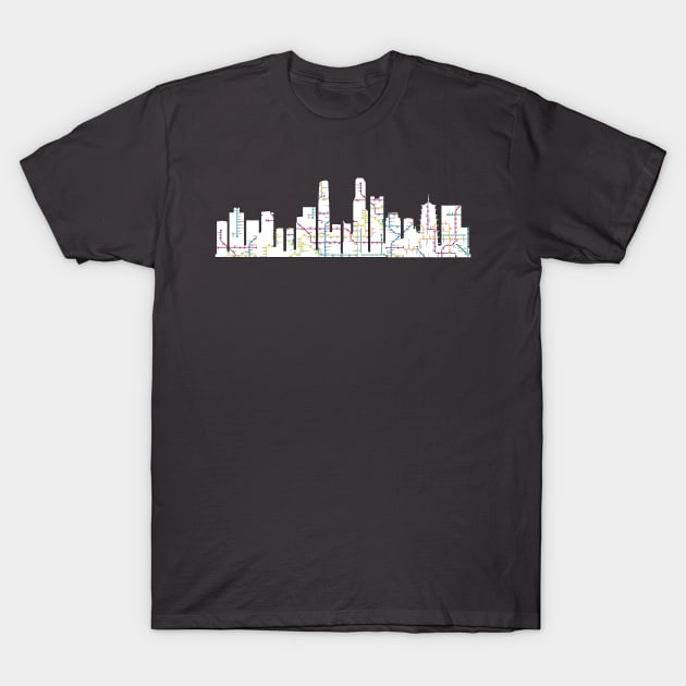 guangzhou city skyline subway map silhouette T-Shirt by Hook Ink